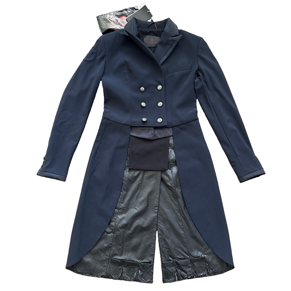 Cavalleria Toscana Embossed Line Frak Show Coat Women 8 IT 40 Navy Dressage